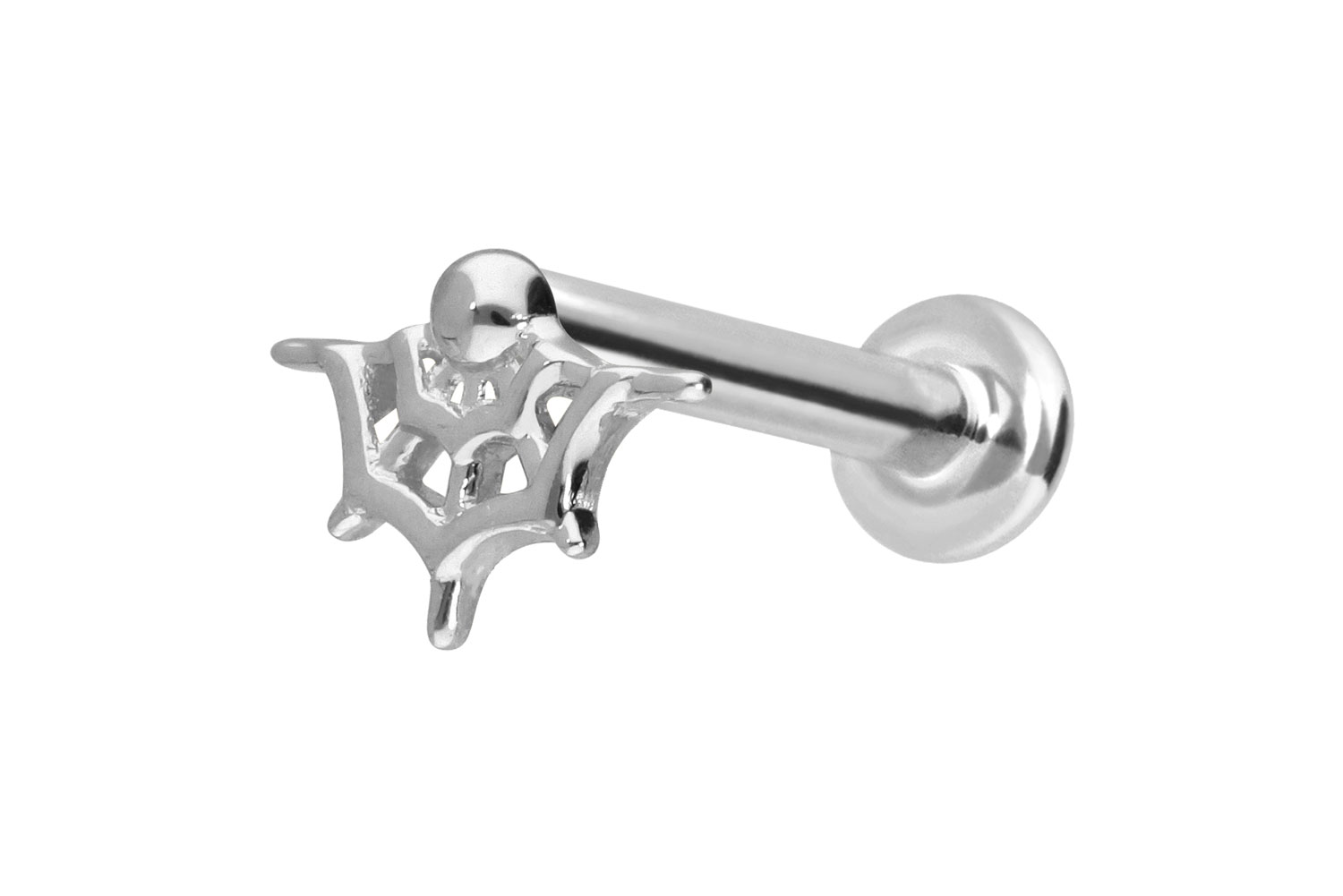 14 Karat Gold Labret Piercing mit Push Fit SPINNENNETZ